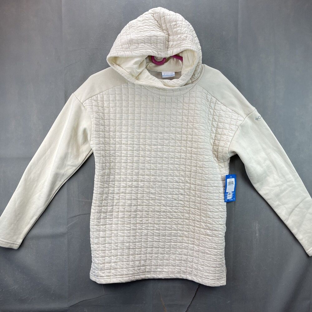 Columbia Women's S Hoodie Pullover Quilted Ivory Hooded Sweatshirt